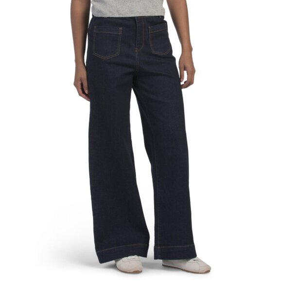 OAT NEW YORK Denim - OAT NEW YORK New Rinse Patch Pocket Double Button Wide Leg Jeans